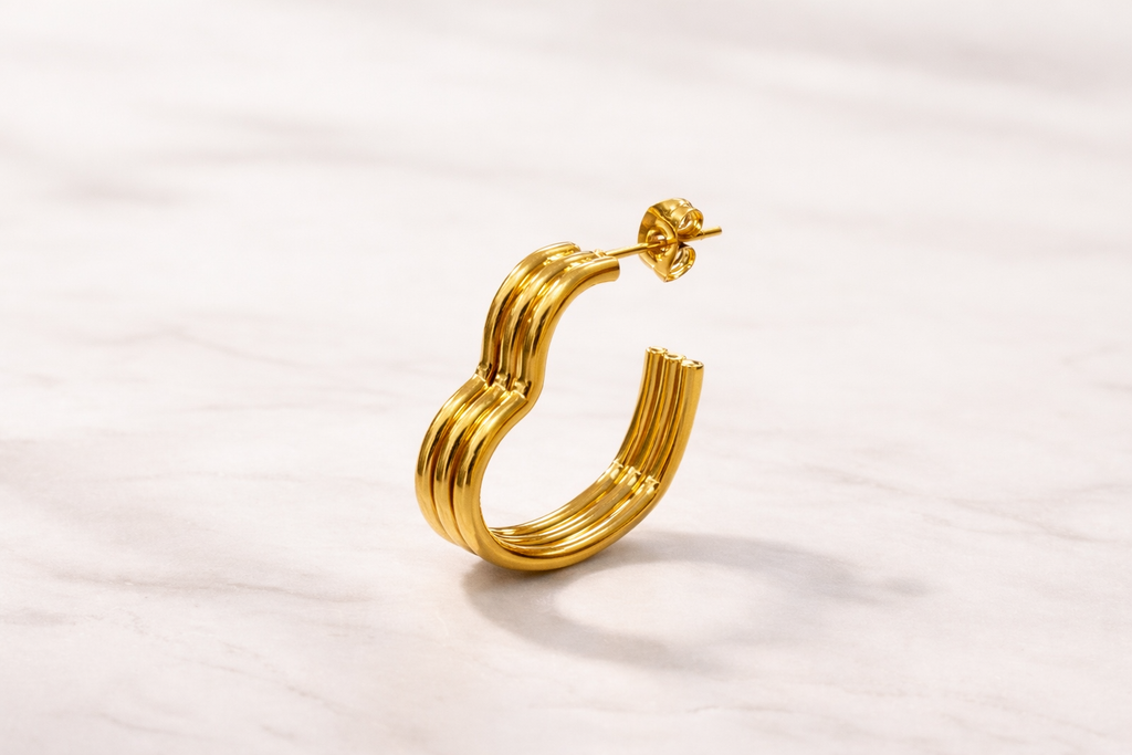 Heart Gold Hoop Earrings 18K Gold PVD over Stainless Steel