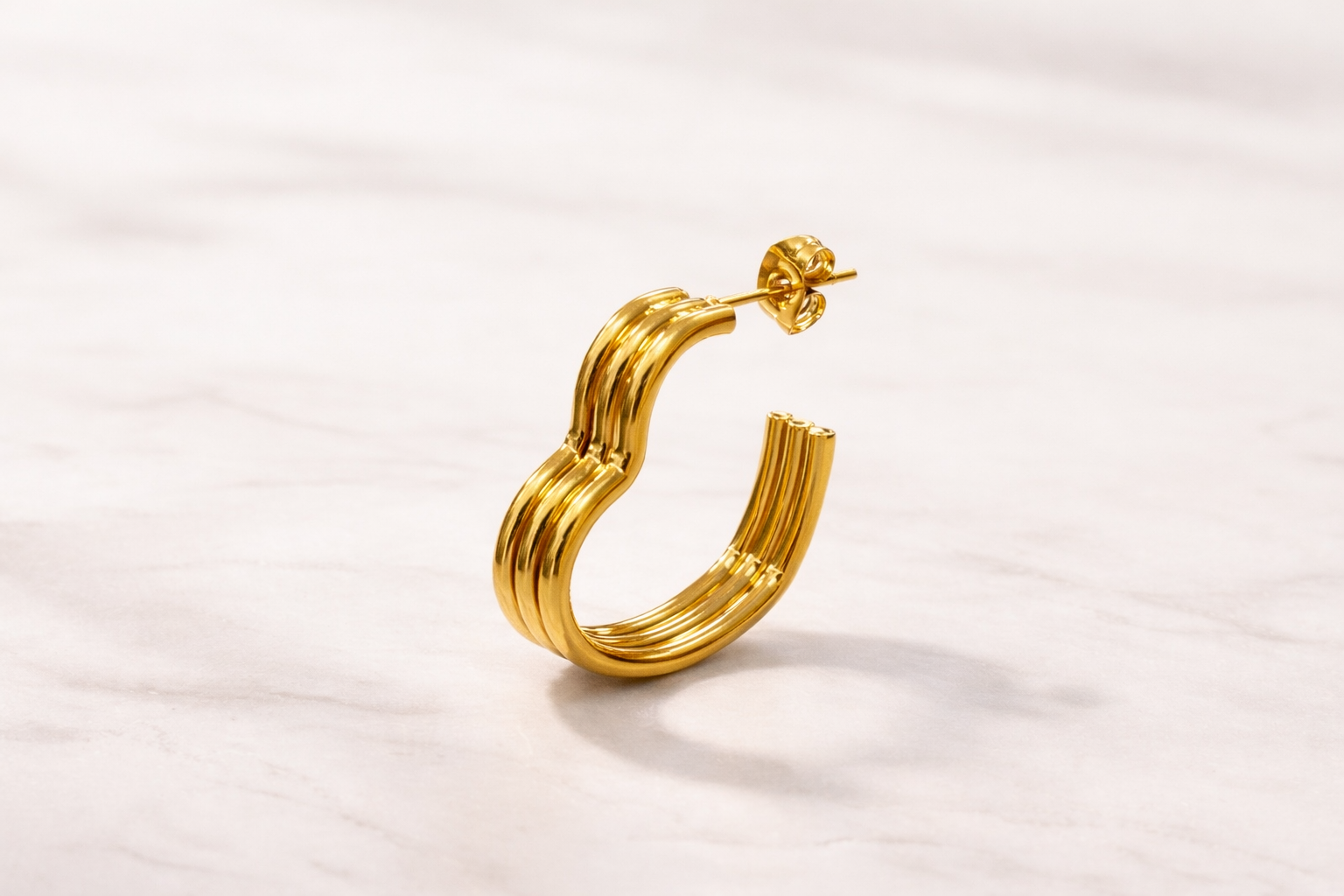 Heart Gold Hoop Earrings 18K Gold PVD over Stainless Steel