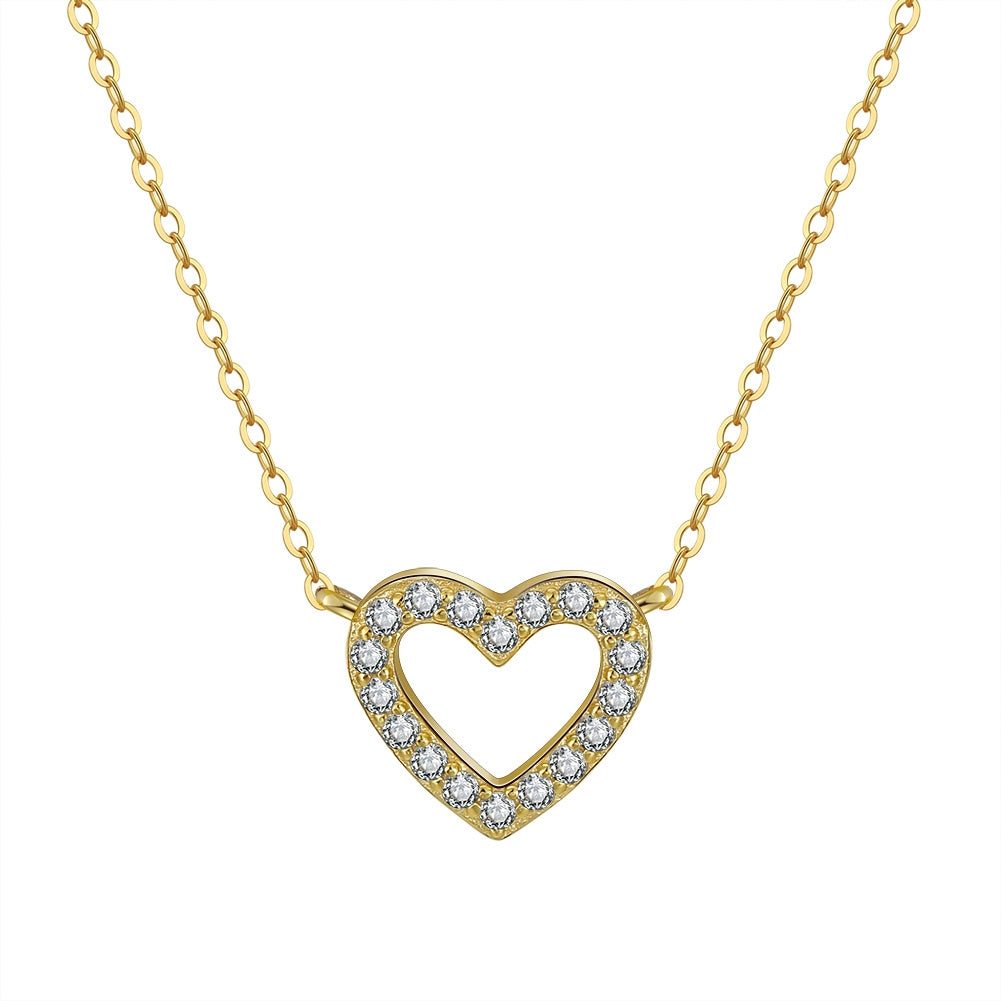 Open Heart Necklace Sterling Silver 14k Gold Plated