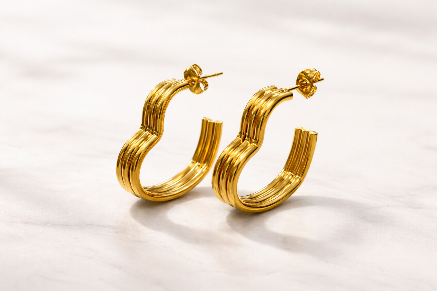 Heart Gold Hoop Earrings 18K Gold PVD over Stainless Steel