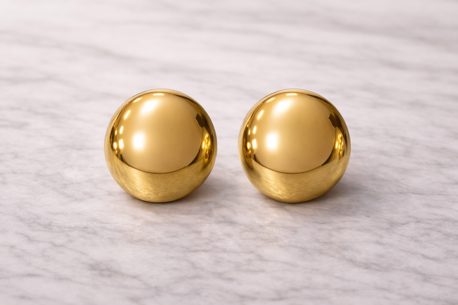 Domed Gold Stud Earrings 18K Gold PVD Stainless Steel