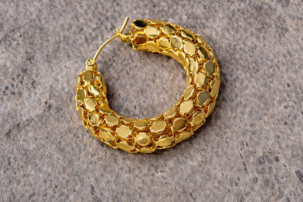 Honeycomb 18k Gold Plated Earrings 18K Gold PVD Stainless Steel