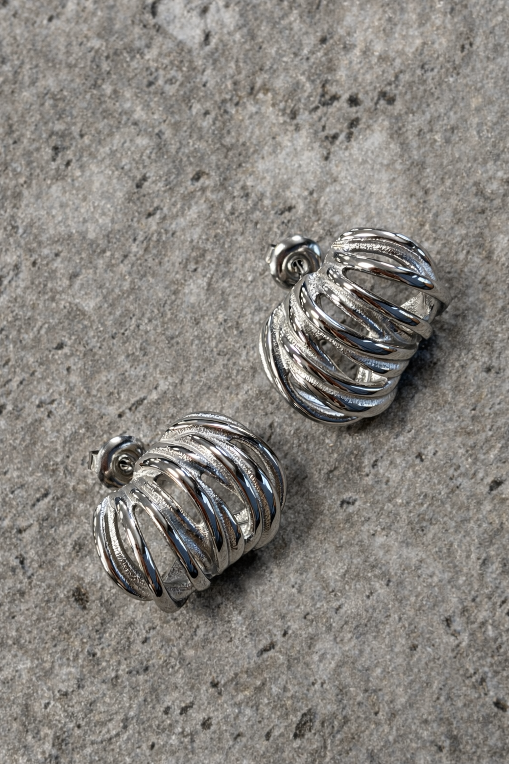 Interlace Silver Hoop Earrings Stainless Steel