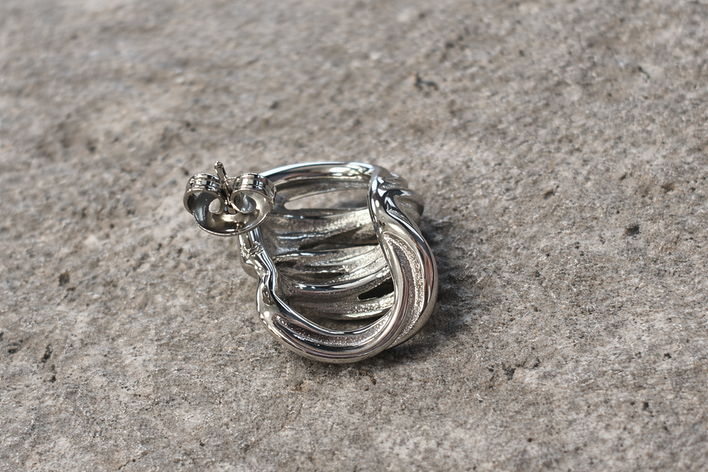 Interlace Silver Hoop Earrings Stainless Steel