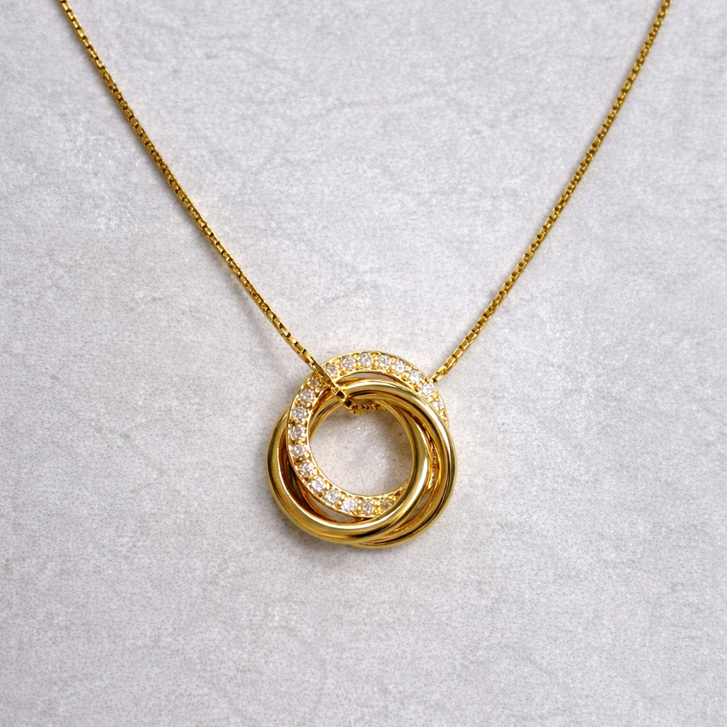 The Eternal Circles 14k Gold Plated Silver Necklace