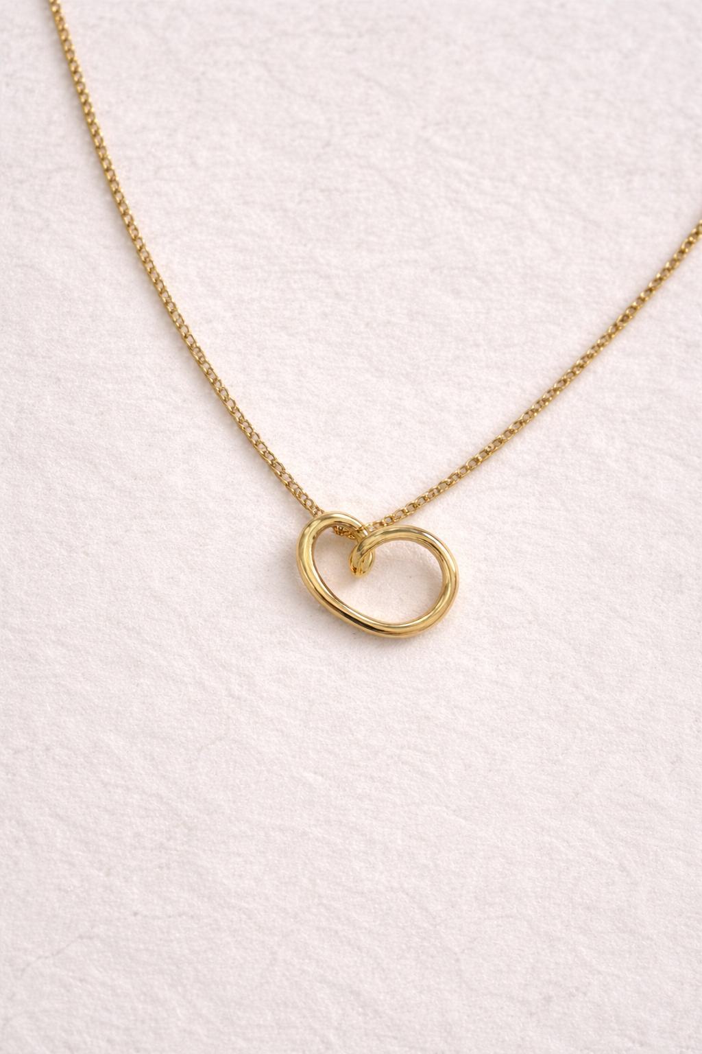 Open Heart Pendant Necklace 18K Gold PVD Stainless Steel