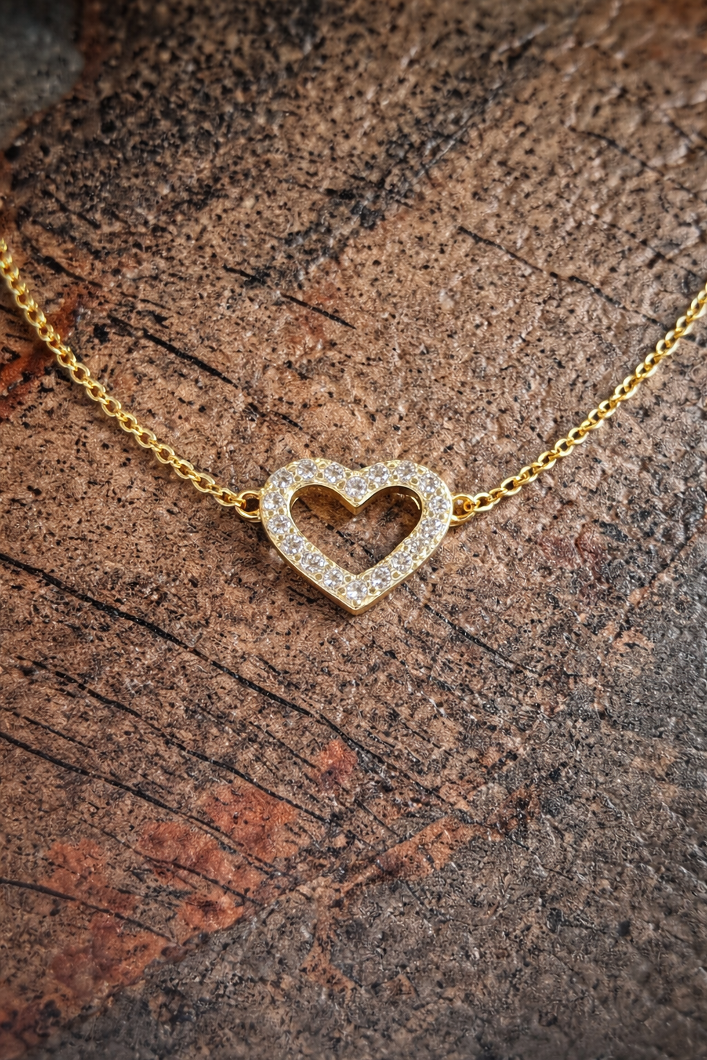 Open Heart Necklace Sterling Silver 14k Gold Plated