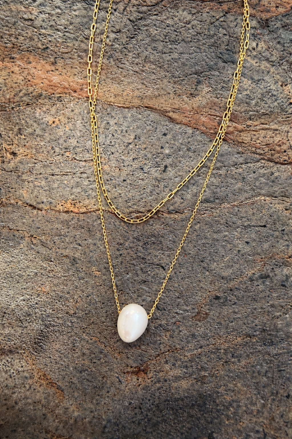 The Isla Layered 14k Gold Plated Pearl Necklace