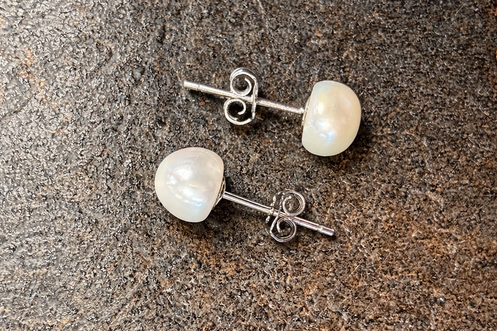 Pearl Stud Silver Earrings