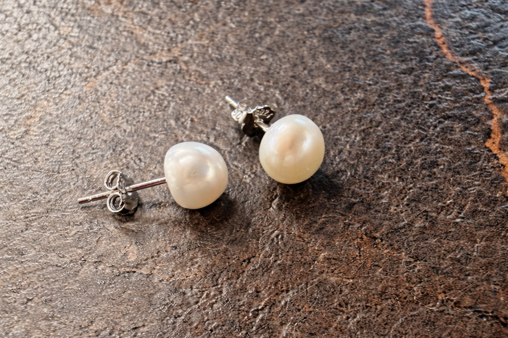 Pearl Stud Silver Earrings