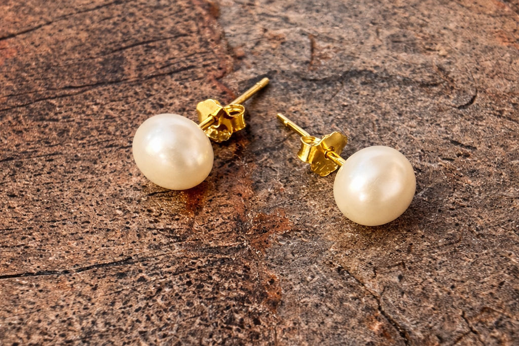 Pearl Stud 14k Gold Plated Earrings