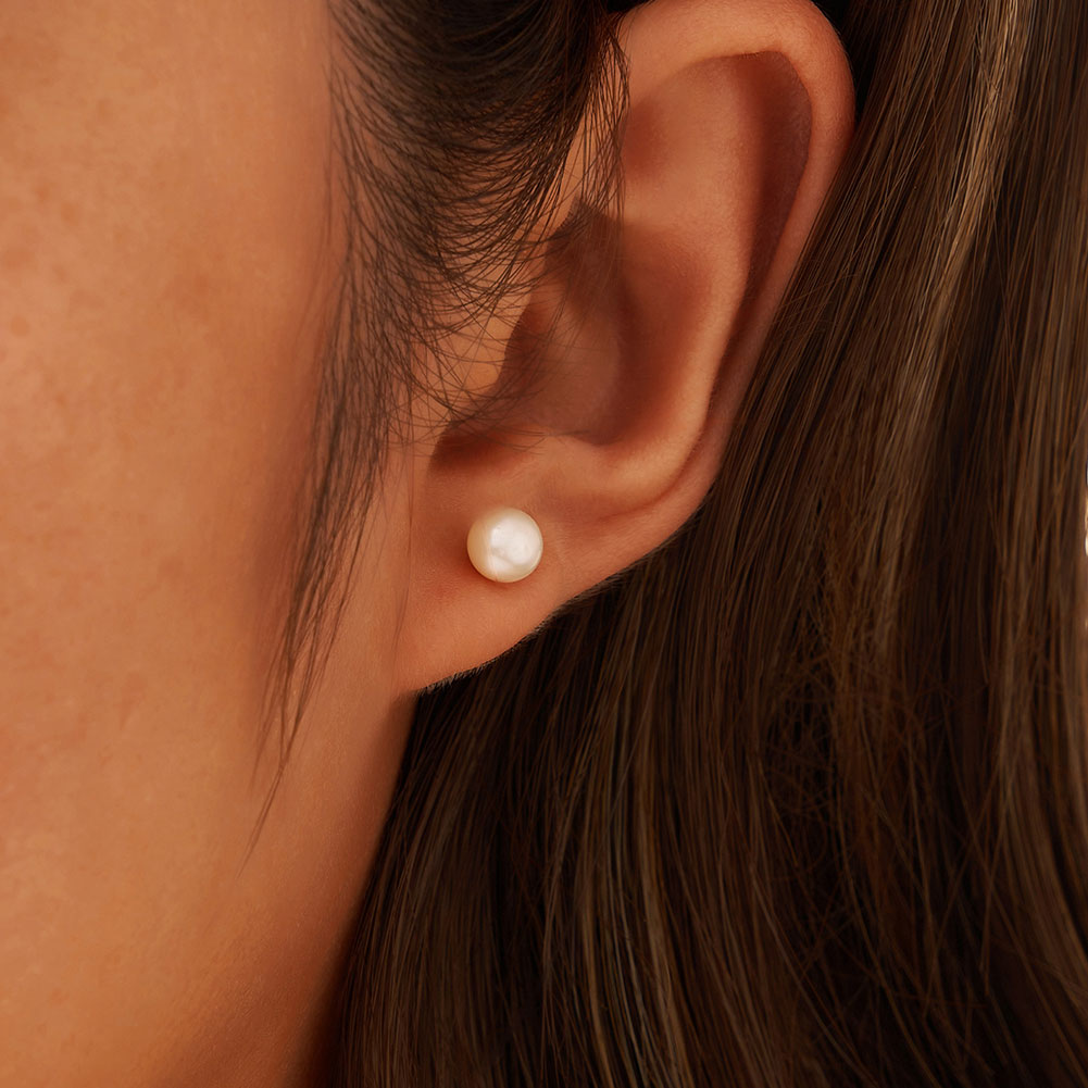 Pearl Stud Silver Earrings